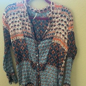Free People Patchwork Blouse